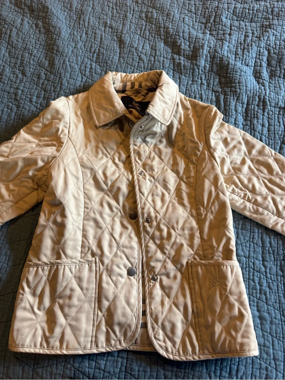 Burberry Beige Quilted Jacket with Signature Check Interior